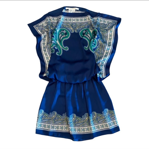 Max Studio | Short Flowy Blouson Handkerchief Dress w/ Boho Pattern M - Picture 5 of 13